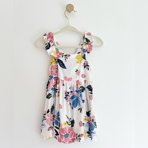 Carter's Dress Ruffle Sleeve Floral Poplin White, Pink, Blue Baby Girl 6 Months - Picture 6 of 7